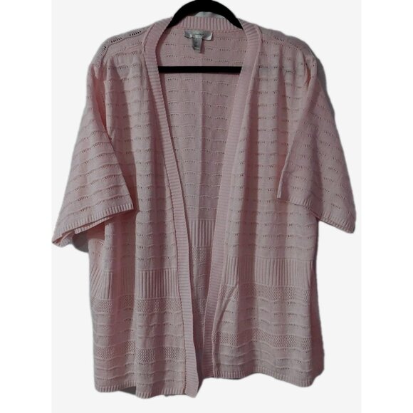 Christopher Banks Ladies Open Front Cardigan Size 3X Short Sleeve Loose Knit - Picture 1 of 7